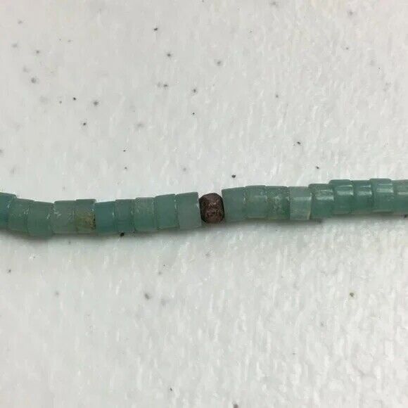 Beaded Aventurine Necklace 19in Heishi Beads Discs Silver Tone Shell Pendant - Picture 7 of 8